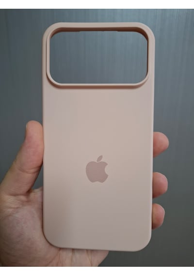 Apple Uyumlu iPhone 17 Pro Max Logolu İçi Kadife Silikon Lansman Kılıf Pudra