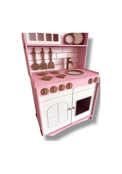 Pembe Boyalı 2 Kapaklı Oyuncak Mutfak Ekonomik Seri