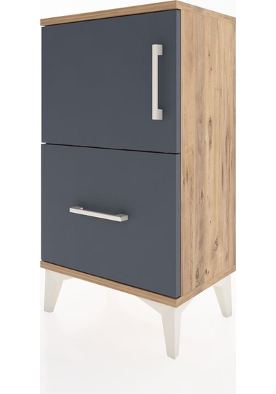 Arges Komodin Tek Raflı Tek Çekmeceli Tek Kapaklı 44x30x80 Çam-antrasit Atlas Çam