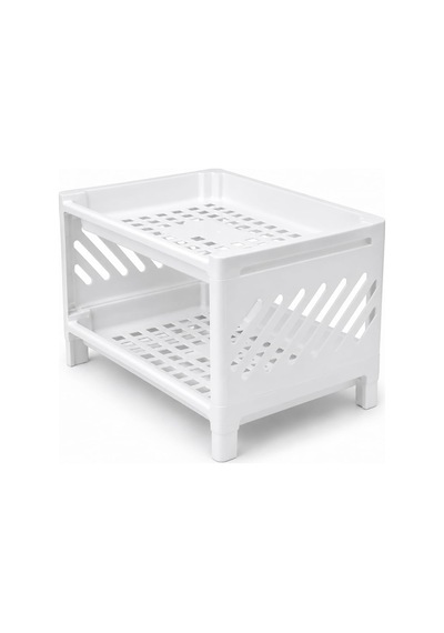 Masa Üstü Plastik 2 Katlı Organizer Düzenleyici Raf, Tezgah Üstü Mutfak Banyo Kozmetik Ofis Düzenleyici, Dolap İçi Çok Amaçlı Beyaz Raf, 23 X 15,5 X 15,5 Cm Diğer