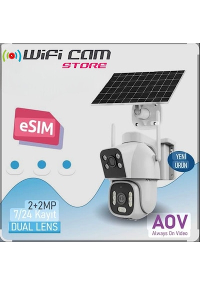 Aov Çift Kameralı 7/24 Kayıt E Sim Özellikli 4g Solar Kamera