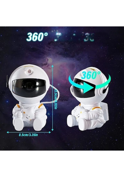 Astronot Galaxy Projeksiyon Gece Lambası Beyaz