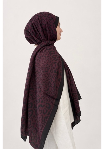 Belli Leopar Desen Fresh Lena Şal Mürdüm