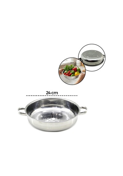 24 Cm Kulplu Basık Metal Süzgeç 50 x 22
