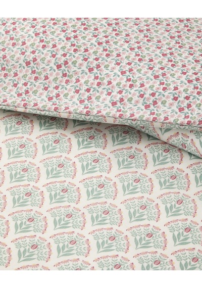 Ornament Petal Kolay Ütülenir Tek Kişilik Nevresim Seti 160x220 Cm Pembe - Yeşil