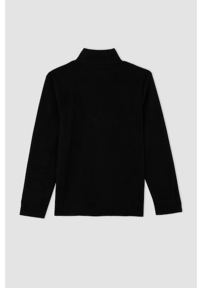 DeFacto Siyah Tüylenme Yapmayan Soğuk Geçirmez Regular Fit Dik Yaka Fermuarlı Polar Sweatshirt Y3996AZNSBK81