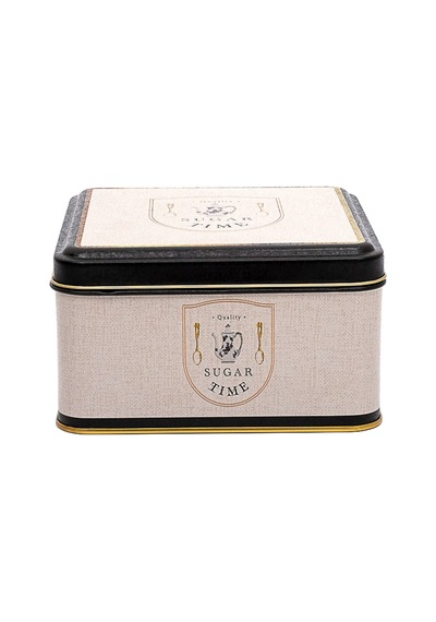 Azura Sugar Desenli Kare Metal Saklama Kabı 15.8 x 15.8 x 8 CM 1.9 L Çok Renkli
