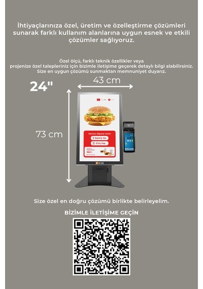 24 Inç Masaüstü Ödeme Kiosku Android Fhd Dokunmatik Ekran Yazıcılı
