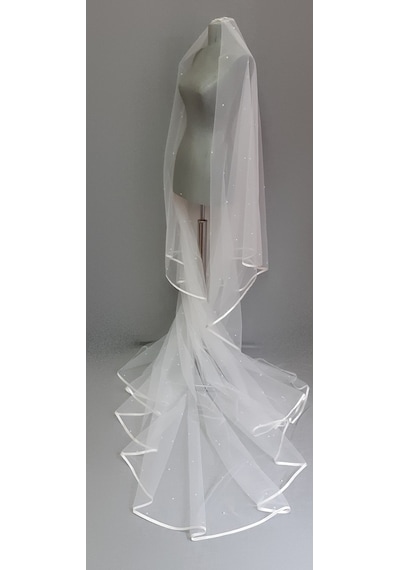 Suzanna Moda Hayal Tül 2mt 50cm Boy Incili Saten Biyeli Uzun Duvak