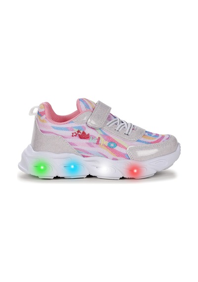 Kiko Kids Teno Cırtlı Işıklı Kız Çocuk Spor Ayakkabı Beyaz Beyaz