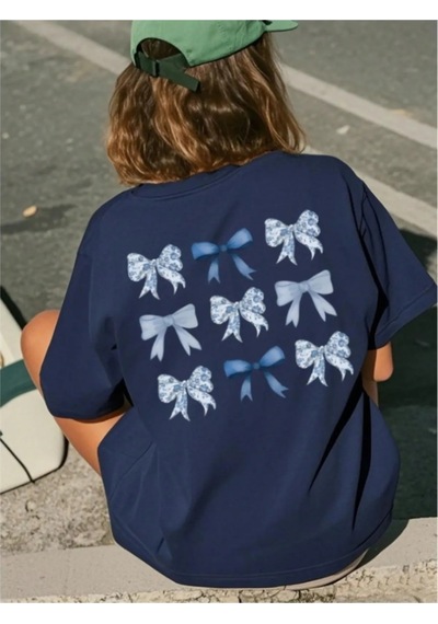 Uyguntarz Unisex Kurdeleler Tasarım Basklı Tshirt Lacivert