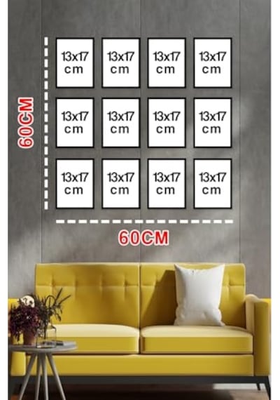 Dekorize Mdf Tablo Seti 12 Parça 3mm - Siyah Beyaz Salon Oturma Yatak Odası Için Duvar Dekoru, Model3 Room7