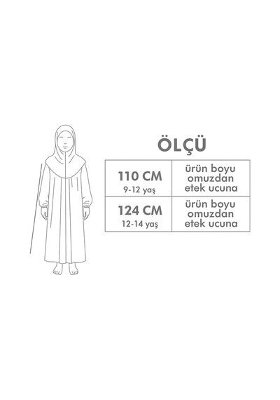 Kız Çocuk Tesettür Elbisesi Tek Parça Namaz Kıyafeti Tak Çıkar Başörtülü Pamuklu Lastikli Kolu Siyah