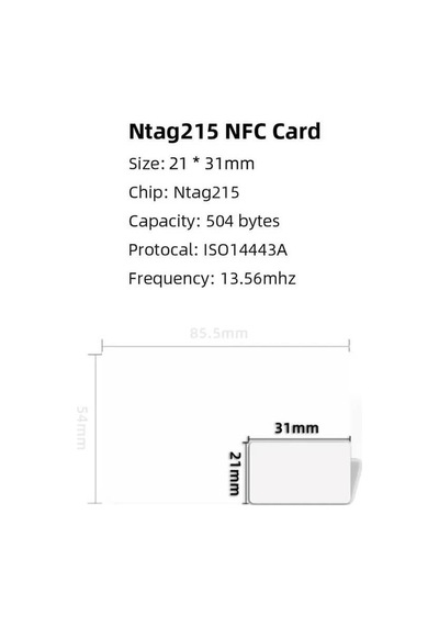 Koodmax - 50 Adet Ntag215 Nfc Kart - 13.56mhz 504 Byte - 21 31mm - Yeniden Yazılabilir - Iso14443a