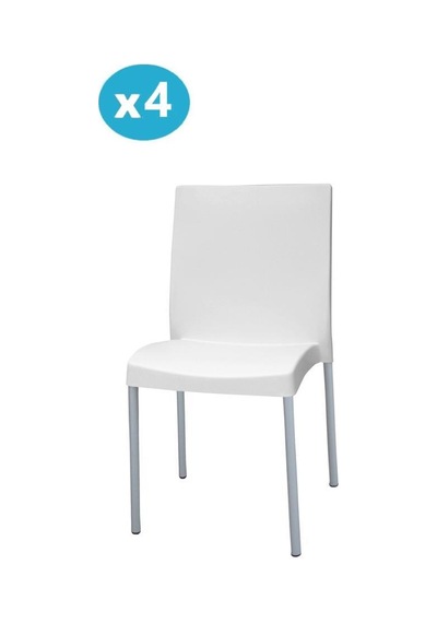 Omnipazar Mt-cf875 Vortice Plastik Bahçe Balkon Sandalye 4'lü Set Beyaz