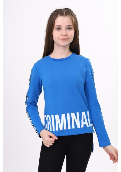 Toontoy Kids Toontoy Kız Çocuk Criminal Baskılı İki Kolu Şeritli Tişört Saks