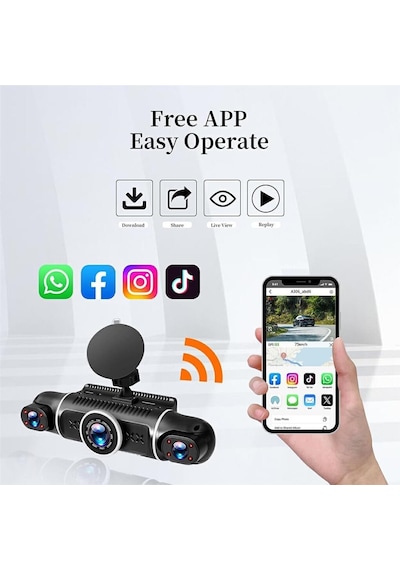 Raynox Araç Kamerası - 4 Kameralı - Gps Takip - G Sensör - 1080p Kayıt - Wifi - Özellikli - Y10
