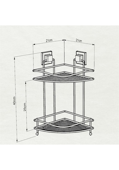 Tekno Tel Ef-253 Yapışkanlı 2 Katlı Köşelik Banyo Rafı Krom