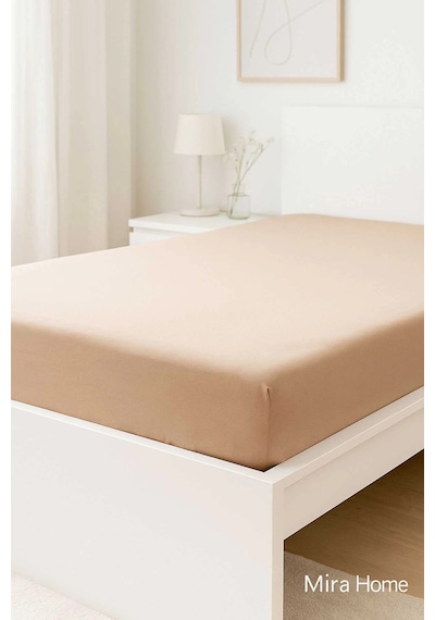 Tek Kişilik Düz Penye %100 Pamuklu Lastikli Çarşaf 100x200 Cm Newsheet Kahverengi Çok Renkli