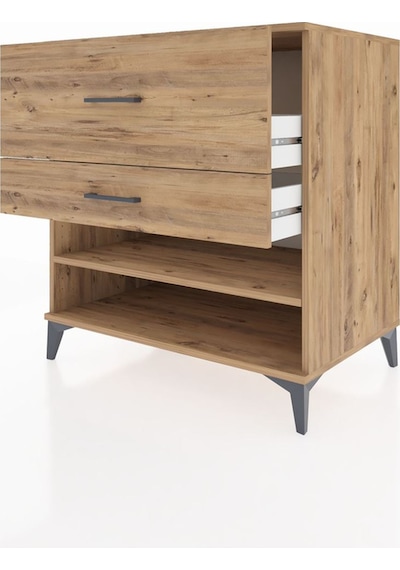 Kronos Şifonyer Tek Raflı 2 Çekmeceli 88x59x96 Çam-çam Çam