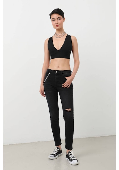Kadın Skinny Fit Esnek Pantolon Siyah 001