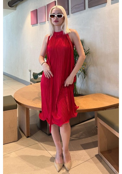 Madmext Kırmızı Halter Yaka Kadın Elbise Mg2351 Kırmızı
