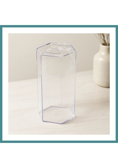 Bezos Kapaklı Makyaj Fırça Organizeri 6 Bölmeli Mika Kristal Plastik 10x8.9x20 Cm Mac Çok Renkli