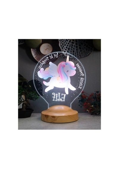 Unicorn Tasarımlı İsimli Led Lamba - Renk Değiştiren 10 Parça Siyah