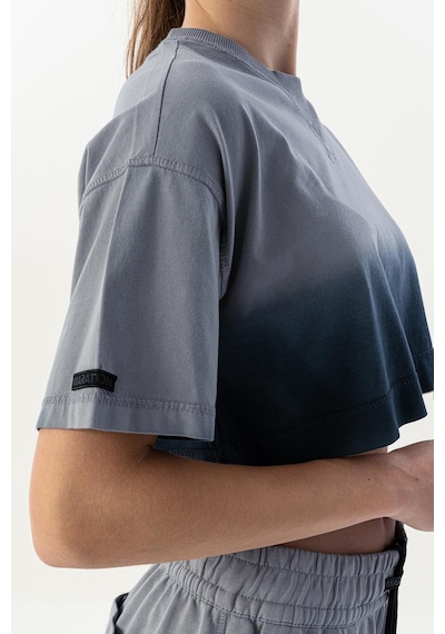 Maraton Comfort Kadın Bisiklet Yaka Gri Crop Top Gri