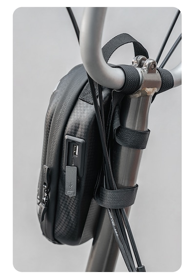 Rockbros 1.3l Elektrikli Scooter Gidon Çantası - 200g Ultra Hafif Sert Kabuk Su Geçirmez Reflektörlü Antrasit - Siyah