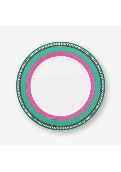 Pembe Yeşil Porselen Yemek Tabağı 28 Cm