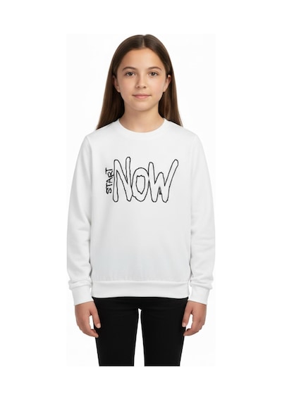 Kız Çocuk Baskılı Sweatshirt Bgl-st05267 Ekru