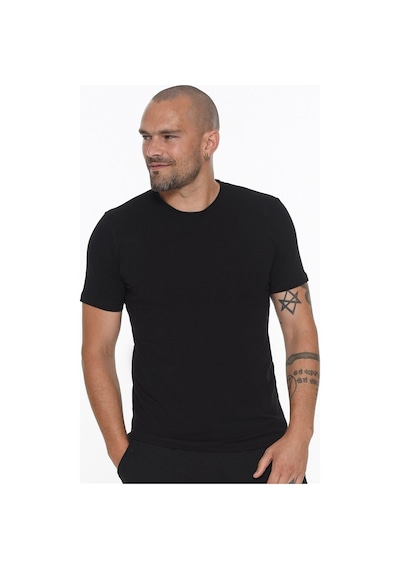 T8569 Dewberry Bisiklet Yaka Erkek T-shırt-koyu Siyah Koyu Siyah