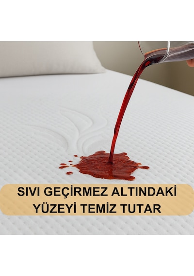 Yatak Alezi Kapitone Fitted Sıvı Geçirmez Yatak Örtüsü 120x200cm Beyaz