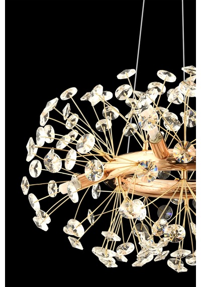 Gloria 60'lık Gold Kristal Taşlı Modern Tasarım Salon Avize