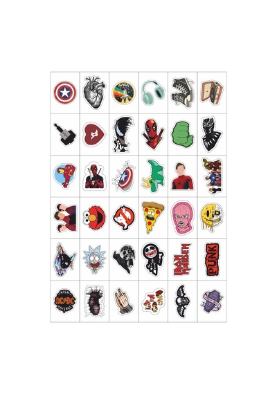 Metal - Gotik- Fairy Karışık Fügürler 4 No 36 Adet Sticker Seti Diğer