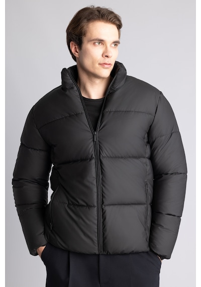 Defacto Sıcak Tutan Su İtici Slim Fit Dik Yaka Astarlı Fermuarlı Rüzgar Geçirmez Şişme Mont C5631ax26wnbk27 Siyah-bk27