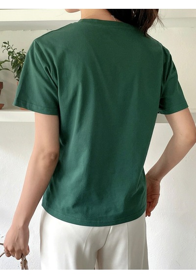 Unisex Sunshine Smiling Baskılı Tasarım Tshirt Yeşil