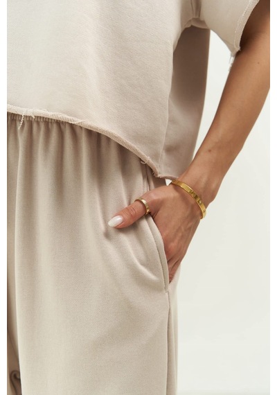 Mai Collection Mai Studios Co. Vero Bej Crop Eşofman Takım Bej