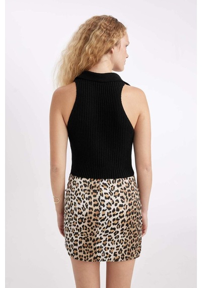 Defacto Coool Slim Fit Dar Kesim Düğmeli Triko Yelek	 D3584AX24HS Siyah