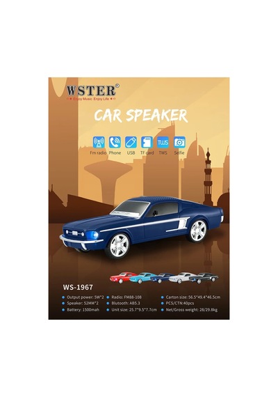 Klasik Mustang Model Araba Bluetooth Hoparlör Mp3 Müzikçalar Led Işıklı Şarjlı Speaker