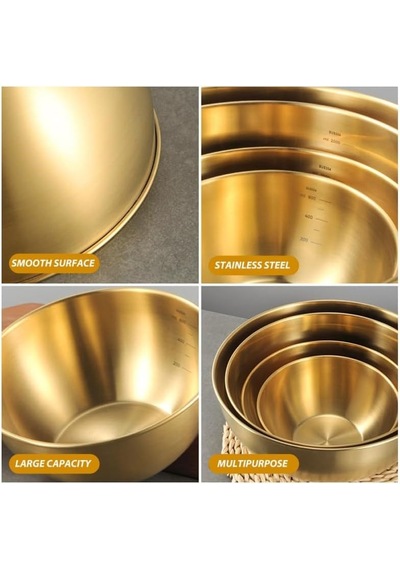 Morponi Lüks Gold Çelik Karıştırma Kabı Goldmix 2000 Ml 25 Cm Gold