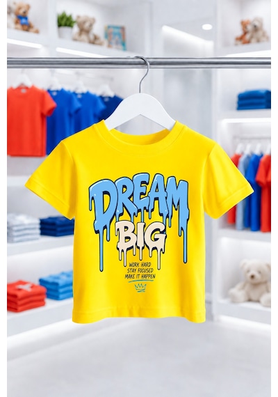 Bayloranzzo Dream Big %100 Pamuk Premium Kalite Erkek Çocuk Tişörtü Sarı