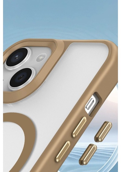 Apple, Uyumlu iPhone 15 Plus Kılıf Enka Magsafe Silikon Kılıf - Desert