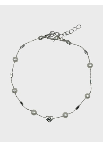 Arnes Jewelry Çelik İncili Kalpli Halhal Ar599nes Silver