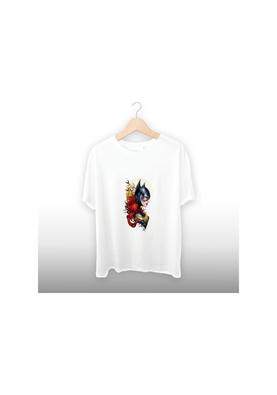 Batman Kız Detaylı Unisex Tişört Beyaz