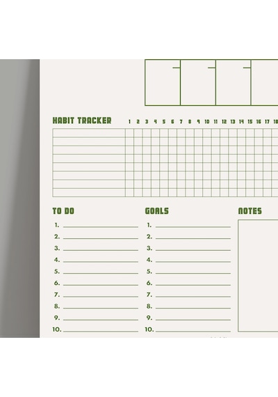 Tarihsiz Aylık Planlayıcı Takvim, Matcha Yeşil Retro Organizer Duvar Planlayıcı