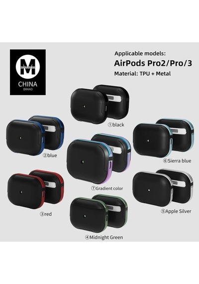 Apple Airpods Uyumlu Pro 2 2.nesil Mo-a8 Armor Kılıf - Sierra Blue Sierra Mavi
