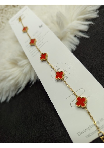Stainless Steel Turuncu Yonca Çelik Bileklik Gold