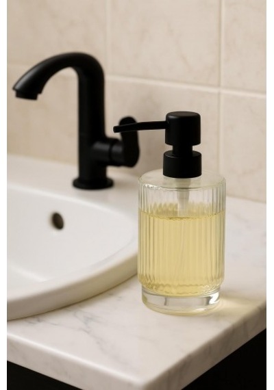 Cam Şeffaf Sıvı Sabunluk 200 Ml Banyo Lavabo